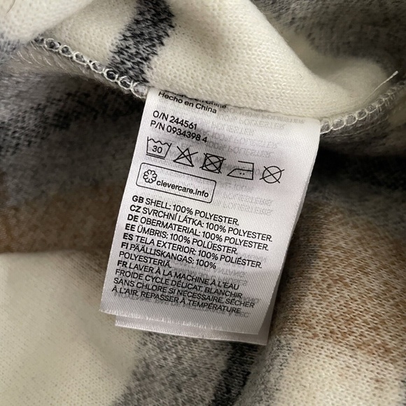 NWT H M Cream Plaid Fleece Felted Button Front Relaxed Fit Overshirt Men Size S - Picture 5 of 9